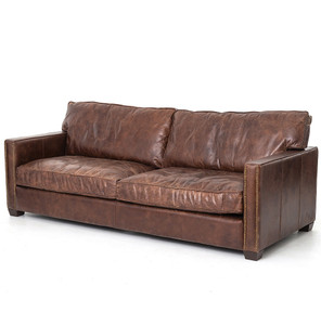 Larkin 3 Seater Vintage Cigar Distressed Leather Sofa