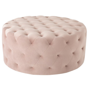 Tufty Velvet Upholstered Round Ottoman 38"