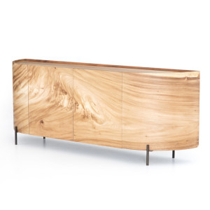 Lunas Natural Wood Curved Sideboard Buffet 77"