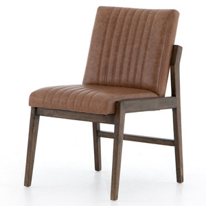 Alice Channel Tufted Chestnut Leather Dining Chair