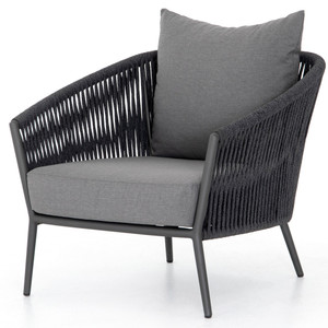 Porto Charcoal Woven Rope Outdoor Lounge Chair