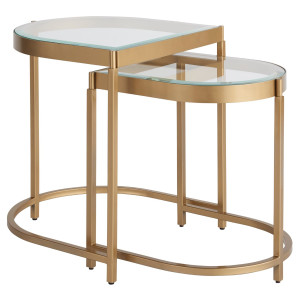 Editorial Gold Leg Glass Top Nesting End Tables