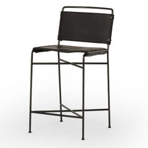 Wharton Distressed Black Counter Stool