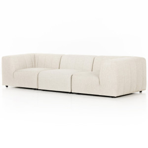 Gwen Channel Tufted Modular 3 PC Faye Sand Outdoor Sectional Sofa