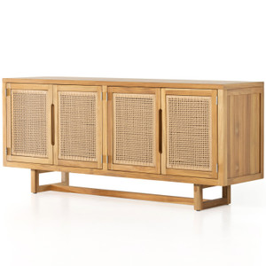 Merit Teak Wood & Woven Cane Outdoor Sideboard 72"