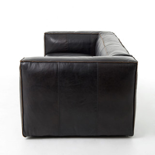 Nolita Reverse Stitch Saddle Black Leather Sofa 99
