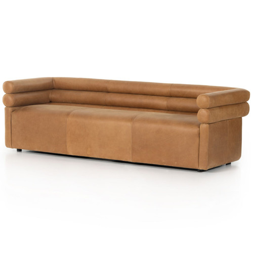 Evie Palermo Cognac Leather Sofa 88"