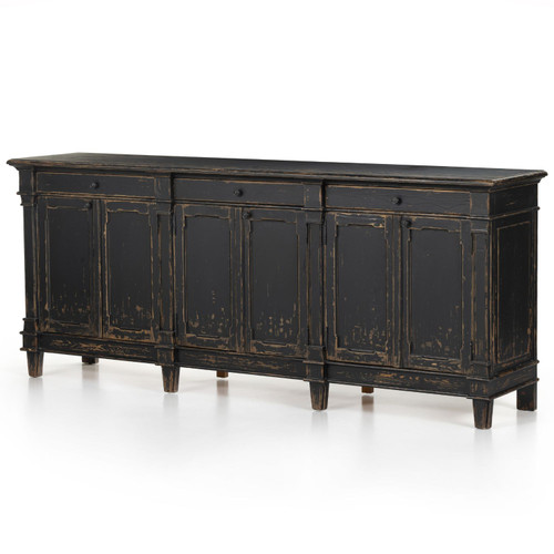 Marjorie Black Solid Pine 6 Door Sideboard