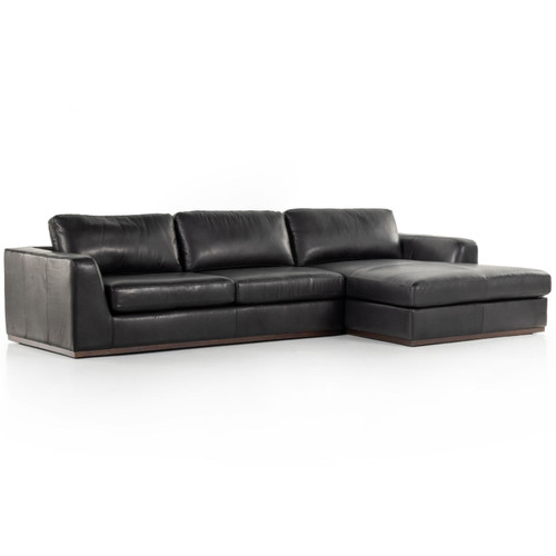 Colt 2 Piece Heirloom Black Leather Sectional RAF Chaise