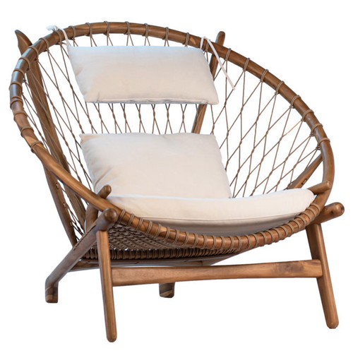Boho Wood and Rope Round Chair
