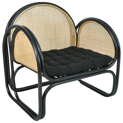 Marina Cane Back Woven Rattan Chair - Black