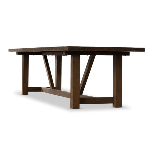 Stewart Brown Teak Wood Outdoor Trestle Dining Table 118" Zin Home