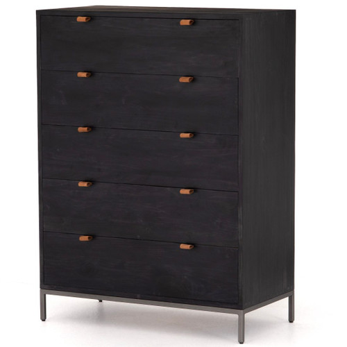 Trey Black Poplar 5 Drawer Tall Dresser 36"