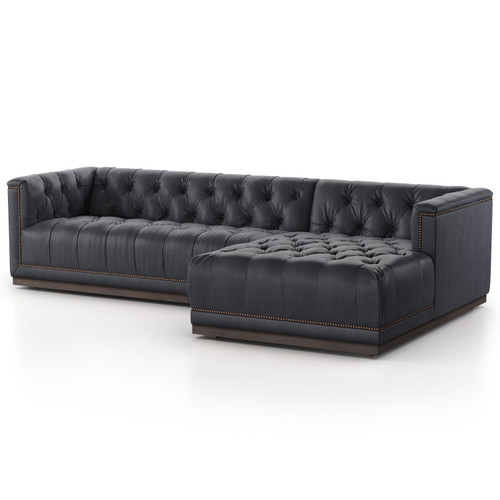 Maxx Rustic Black Leather Sectional RAF 129" Zin Home