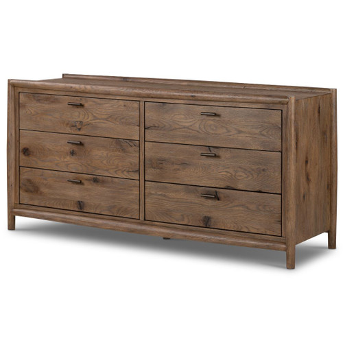 Glenview Weathered Oak 6 Drawers Dresser 65"