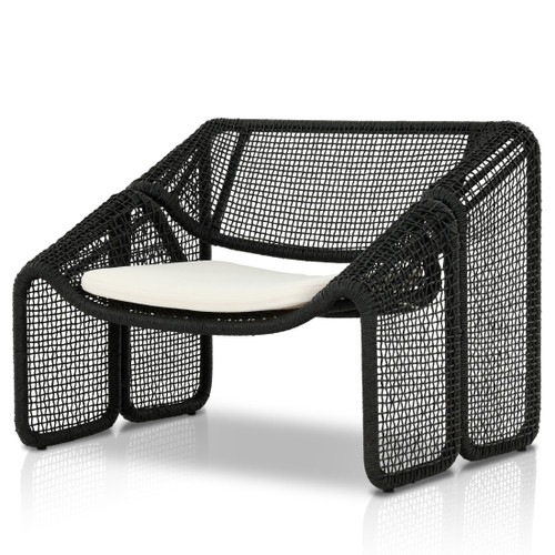 Selma Black Woven Wicker Outdoor Lounge Chair