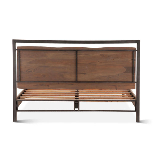 Live Edge Solid Wood & Iron King Platform Bed Smoked Acacia Zin Home