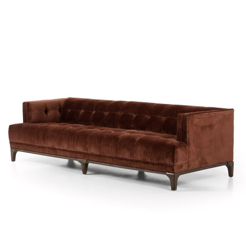 Dylan Mid-Century Modern Surrey Auburn Velvet Tufted Sofa