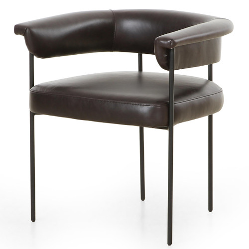 Carrie Sonoma Black Leather Upholstered Barrel Dining Arm Chair