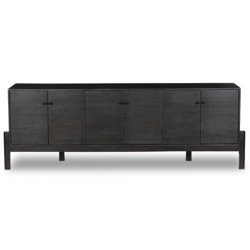 Reza Mid Century Modern Black Wood Media Console 84" 