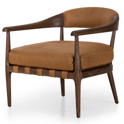 Dane Eucapel Cognac Leather Modern Accent Chair