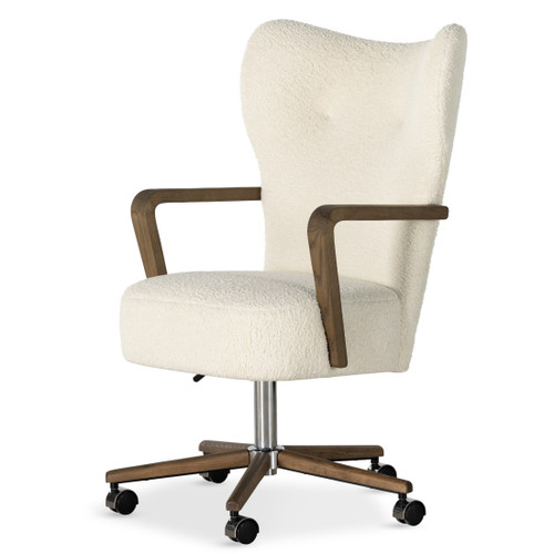 Melrose Sheepskin Beige Wingback Desk Chair