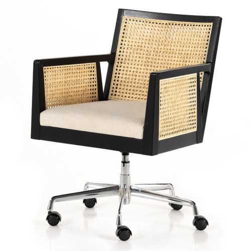 Antonia Ebony Woven Cane Arm Desk Chair