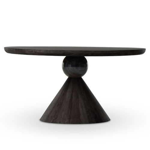 Bibianna Black Parawood Round Dining Table 60"