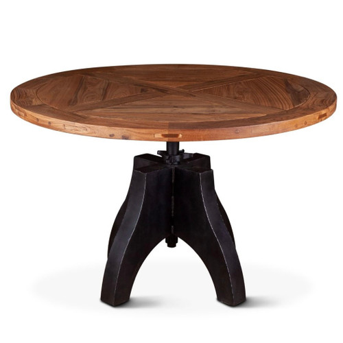 Bowery 48" Adjustable Round Dining Table Weathered Teak