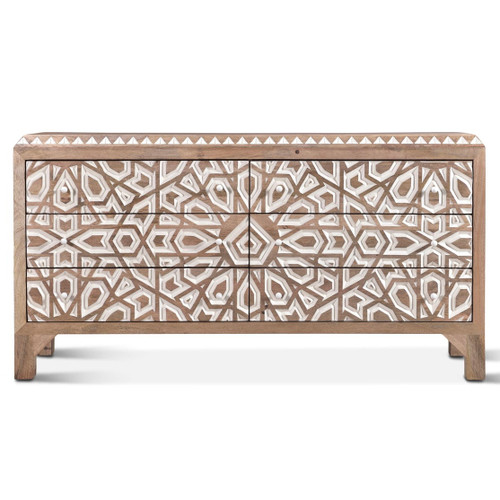 Marrakesh Solid Wood Hand-carved 6-Drawer Dresser