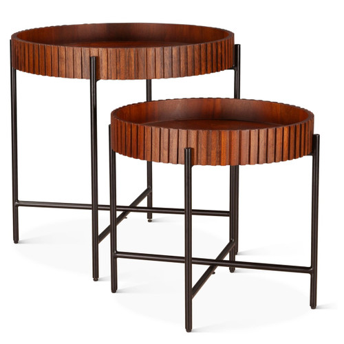 Valor 29" Nesting Tray Tables in Pecan Brown
