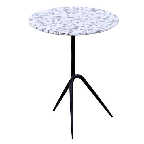 Sperre 18" Round Accent Table with Alaska White Marble