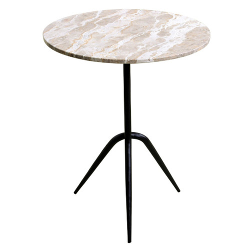 Sperre 18" Round Accent Table with Fancy Brown Marble