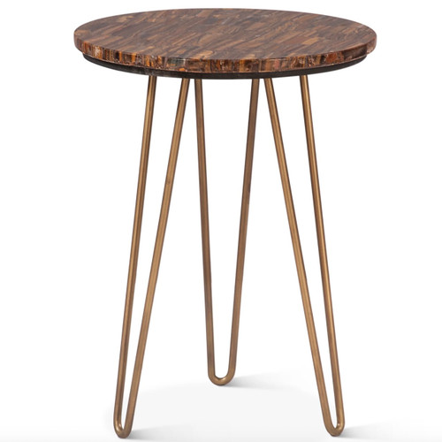 Calico 17" Side Table in Tiger Eye with Iron Base