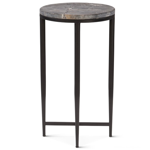 Calico 17" Side Table in Grey Septarian with Iron Base