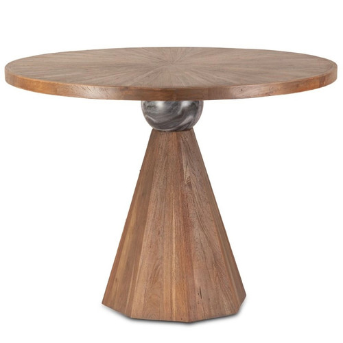 Eiffel Teak Wood and Marble Round Gathering Table 48"
