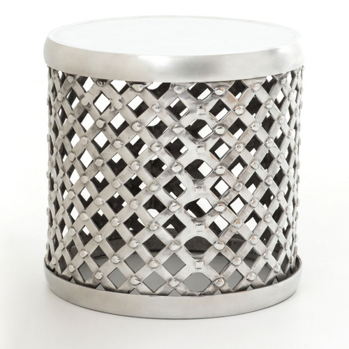 Marlow Aluminum Drum Stool Side Table