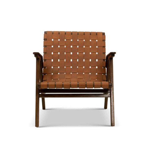 David Genuine Leather Teak Lounge Chair| Zin Home