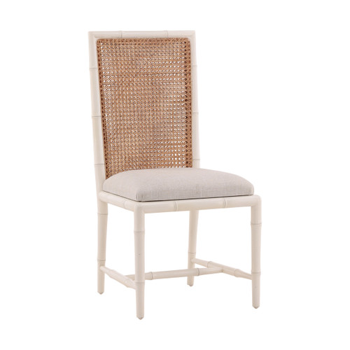 Coastal Modern Woven Cane Back Side Chair