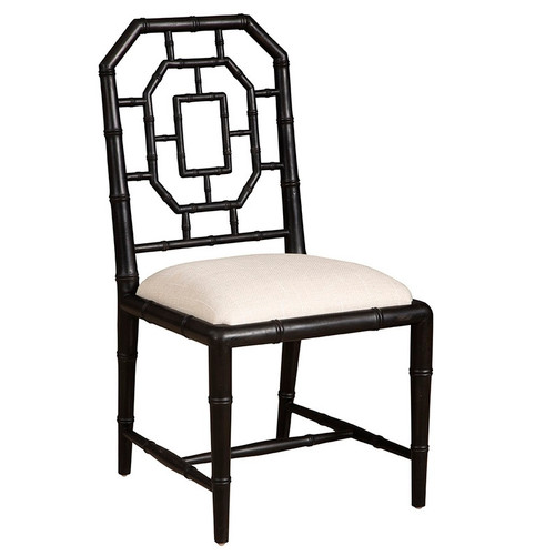 Chippendale Geometric Back Black Side Chair