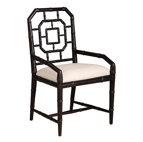 Chippendale Geometric Back Black Arm Chair
