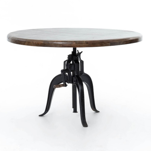 Industrial Cast Iron Wood Crank Dining Table 48" | Zin Home
