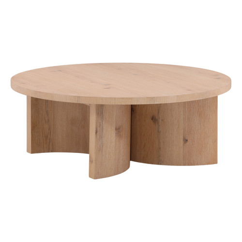 Pia 44.1" Round Light Natural Oak Wood Coffee Table
