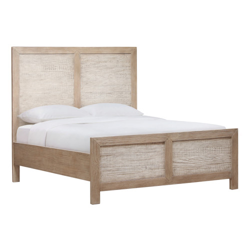 Niva Solid Pine Wood Queen Bed in Light Warm Wash Finish