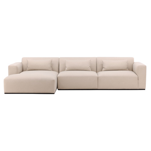 Manhatten LSF Chaise Sectional in Cream Faux Mohair