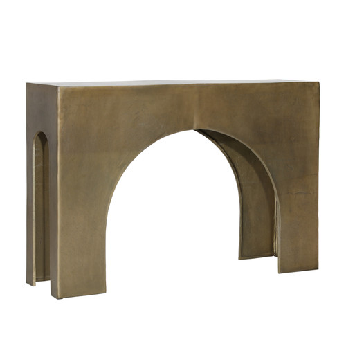 Morris Aluminum Console Table in Antique Brass Morris Aluminum Console Table in Antique Brass