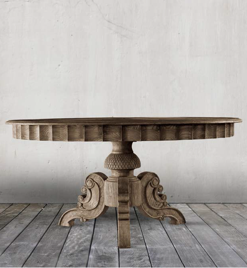 Parisian Vintage Oak Round Dining Room Tables