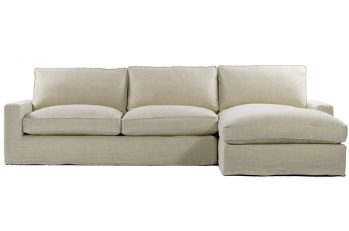 Casual Beige Belgian Linen Upholstered Deep Sectional Sofa Zin Home