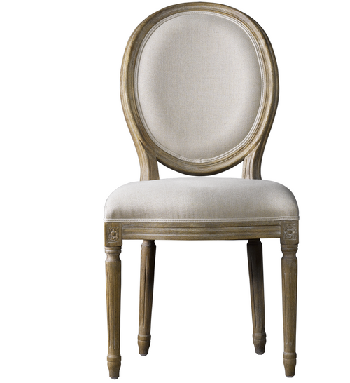 Louis Vintage Round Dining Side Chair- Linen
