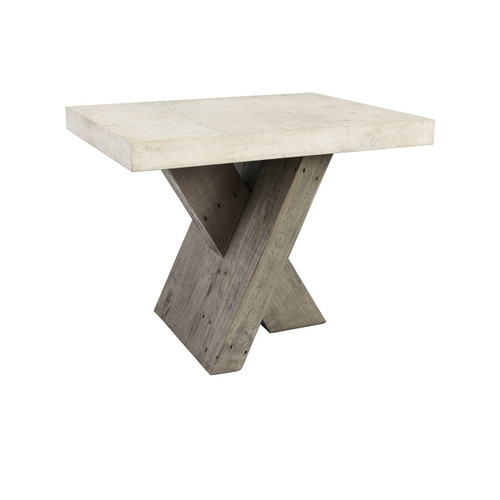 Durant Solid Wood Rectangle End Table - Distressed Gray-Weathered Chalk